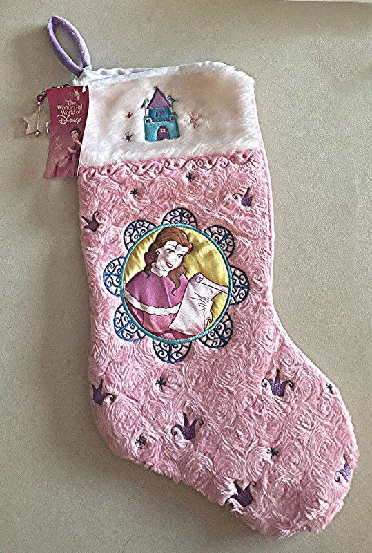 Disney Princess Belle Christmas Holiday Stocking with castle at top 18” NWT