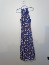 Nine West Blue Rayon-Polyester Floral Maxi Dress Large Boho-Chic, Dopamine dress