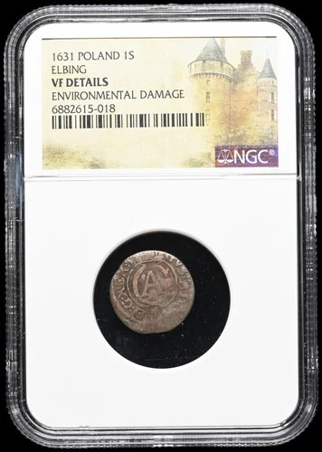 POLAND, Elbing. Gustavus Adolphus, 1631, Billon Solidus, NGC VF Details