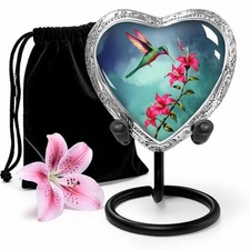Blue Hummingbird Small Heart Shaped Keepsake Urn for Ashes Adult Male Female