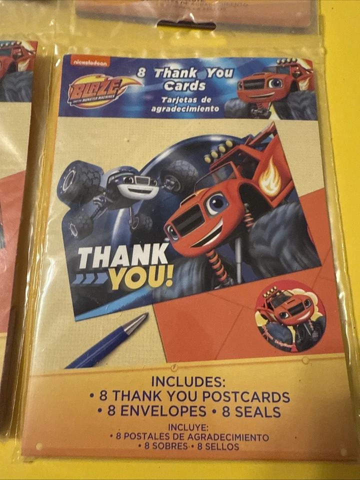 Nickelodeon Blaze & The Monster Machine Thank You Cards Birthday Party 8ct each - Image 2 of 2