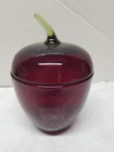VTG VIKING EPIC RUBY GLASS APPLE COVERED CANDY JAR