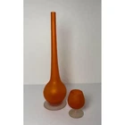 Vintage Italian Murano Satinato Glass 14" Carlo Moretti Pencil Vase & Cup