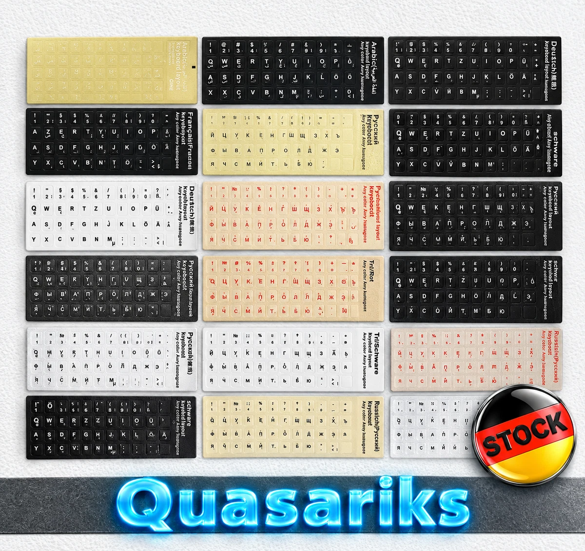 ✅ Tastaturaufkleber Deutsch Arabisch عربي Russisch Sticker Notebook 
