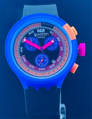 Amazing Swatch Neon The Max Black Dial Date Working Chronogrph Wristwatch
