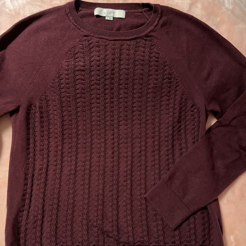 Ann Taylor Loft Burgundy Knit Sweater Size Medium
