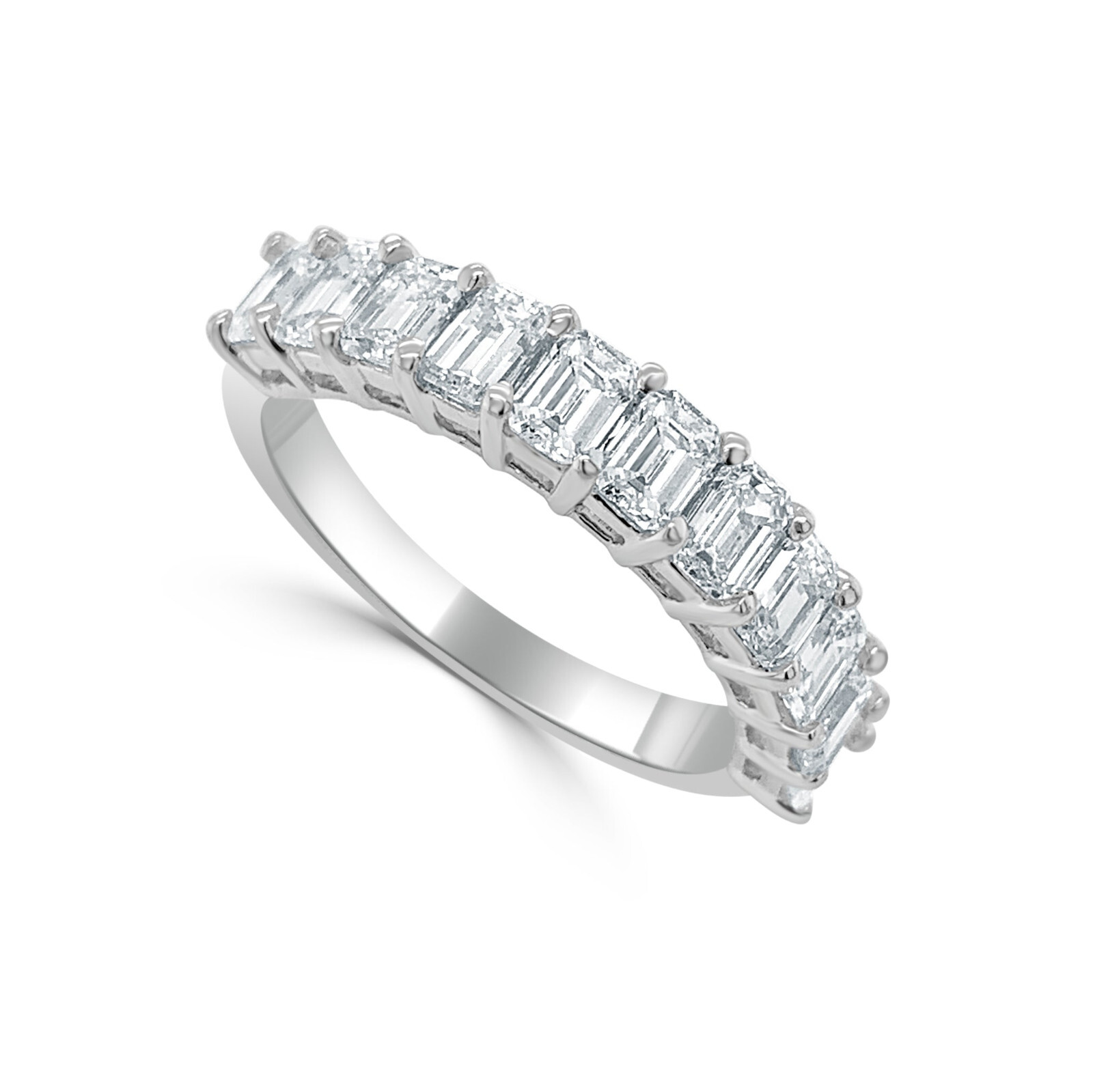 Diamond Half Eternity Wedding Band 925 Sterling Silver Unisex Jewelry-image