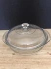 Vintage Pyrex 023 Round 1-1/2 Qt Clear Glass 7 5/8" CASSEROLE DISH w/Lid, EXC
