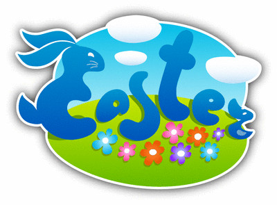 Easter Rabbit Flowers Car Bumper Sticker Decal 5'' x 4''