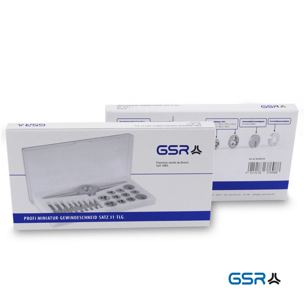 GSR Miniatur Gewindeschneidsortiment 31 tlg. M1,0-M2,5 HSS  