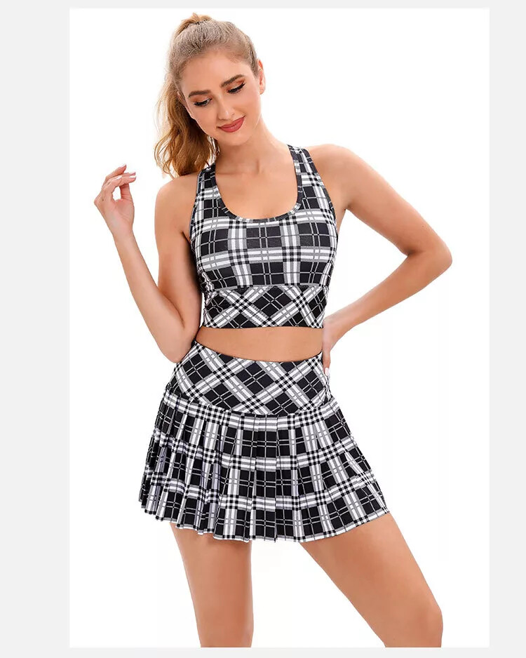 ALTRA completo donna set top reggiseno sportivo gonna leggings nero 29786