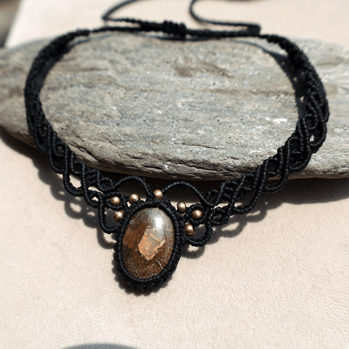 Handcrafted Australian Natural Boulder Opal Boho Macrame Choker Crystal Necklace - Picture 4 of 10