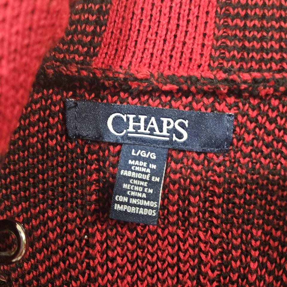 Abrigo Suéter Chaps Ralph Lauren Buffalo Check Tejido Apretado Grande 100% Algodón Foto 3 de 4