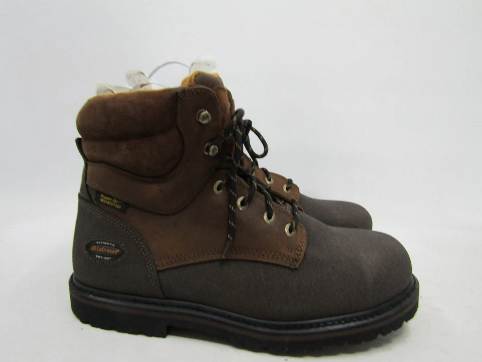 Botas de trabajo al tobillo compuestas con cordones de cuero marrón talla 11,5 M usadas en excelente estado Foto 3 de 4