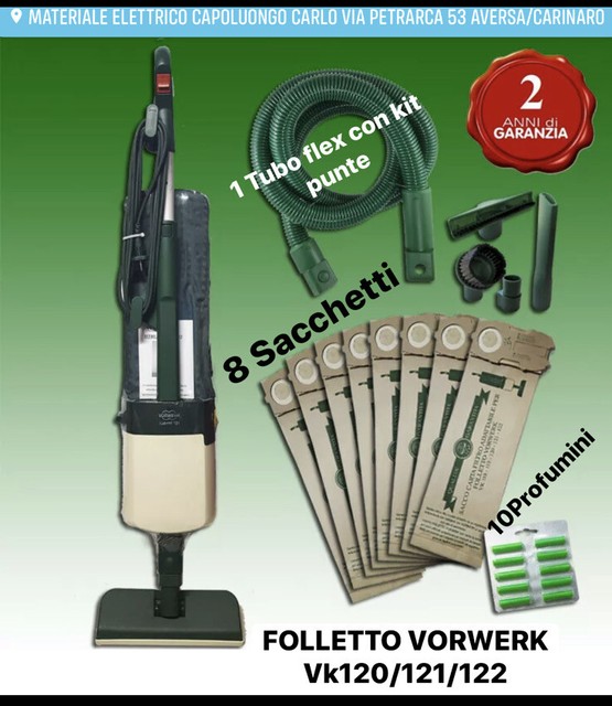 ASPIRAPOLVERE FOLLETTO VORWERK VK120 Vk121 Vk122 CON GARANZIA TUBO ED ACCESSORI