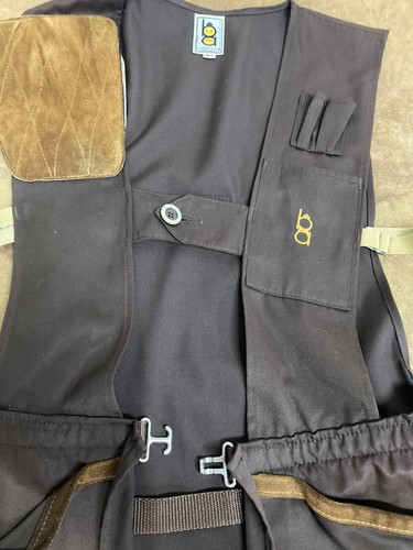 VTG Bob Allen Men’s Hunting Shooting Vest Brown Sz L Leather Pad Multi-Pockets - Picture 8 of 11