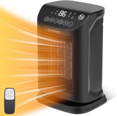Space Heater With Remote, Thermostat Portable Heater, 1500W PTC Ceramic Heater
