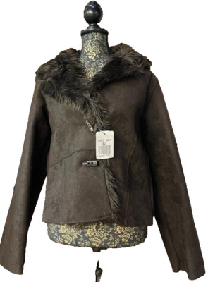 Kunstpelzjacke Elements / dunkelbraun / Knebelknöpfe/kuschelig warm / Größe 42