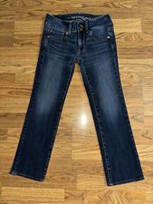American Eagle Super Stretch Artist Crop Jeans Women  s Size 00 Regular Dark Wash