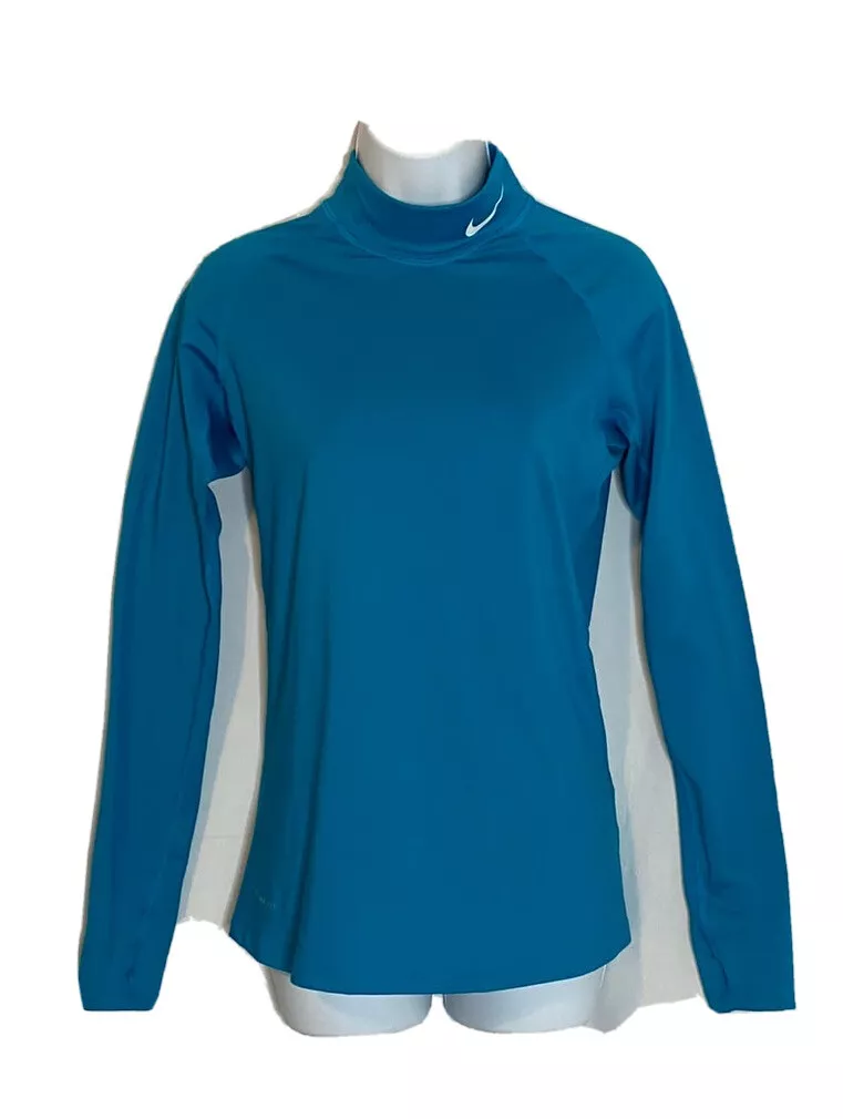 nike- Camiseta deportiva color azul para mujer, mangas larga, size M.