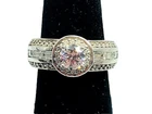 Sterling Silver Womens Ring SZ 7.5 Round & Baguette Accent Scrollwork 925 CZ VTG