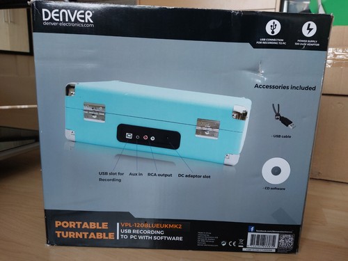 TOCADISCOS PORTÁTIL DENVER VPL-120 AZUL - REPRODUCTOR DE DISCOS PORTÁTIL CON USB - Imagen 5 de 5