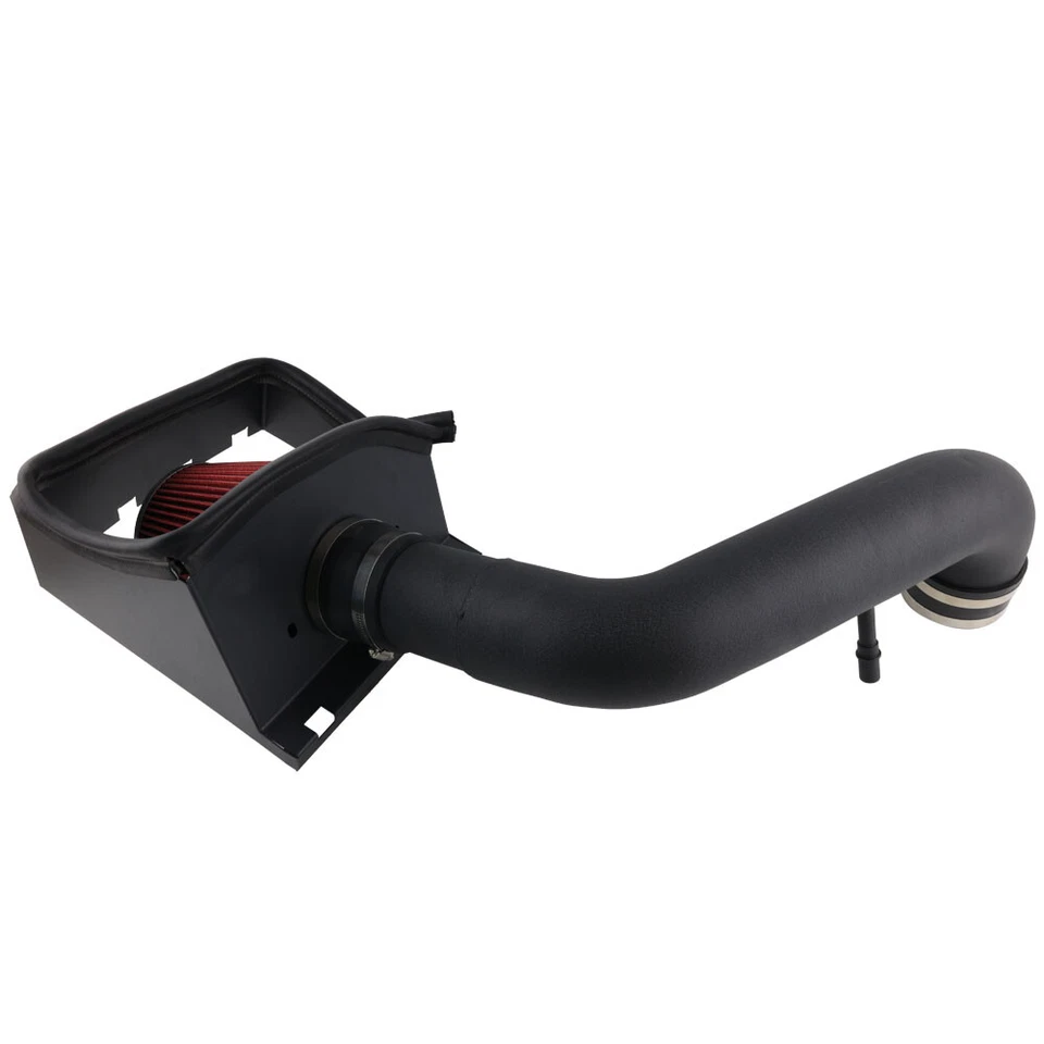 Kit de admisión de aire frío protector térmico negro para Ford F150 2011-14 5,0 L V8 + filtro rojo Foto 3 de 4