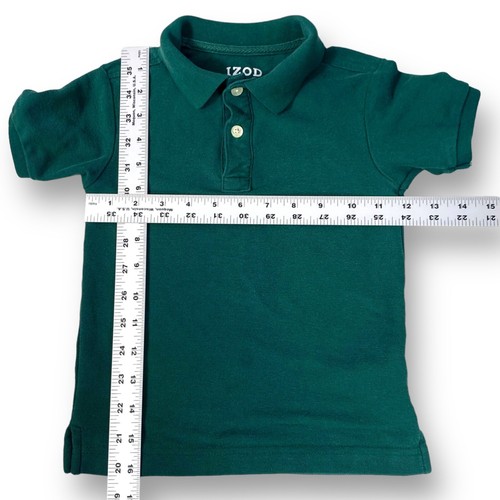 Izod Polo Shirt Boys Sz M 5 Hunter Green Short Sleeve Collar Button T-Shirt - Picture 7 of 10