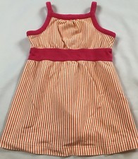 Tea Collection Sz 6-12 Months S Korea Orange Striped Pink Trim Sleeveless Dress