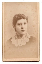 ANTIQUE CDV C. 1880s WILL H. JOOTE GORGEOUS YOUNG LADY IN DRESS FLINT MICHIGAN