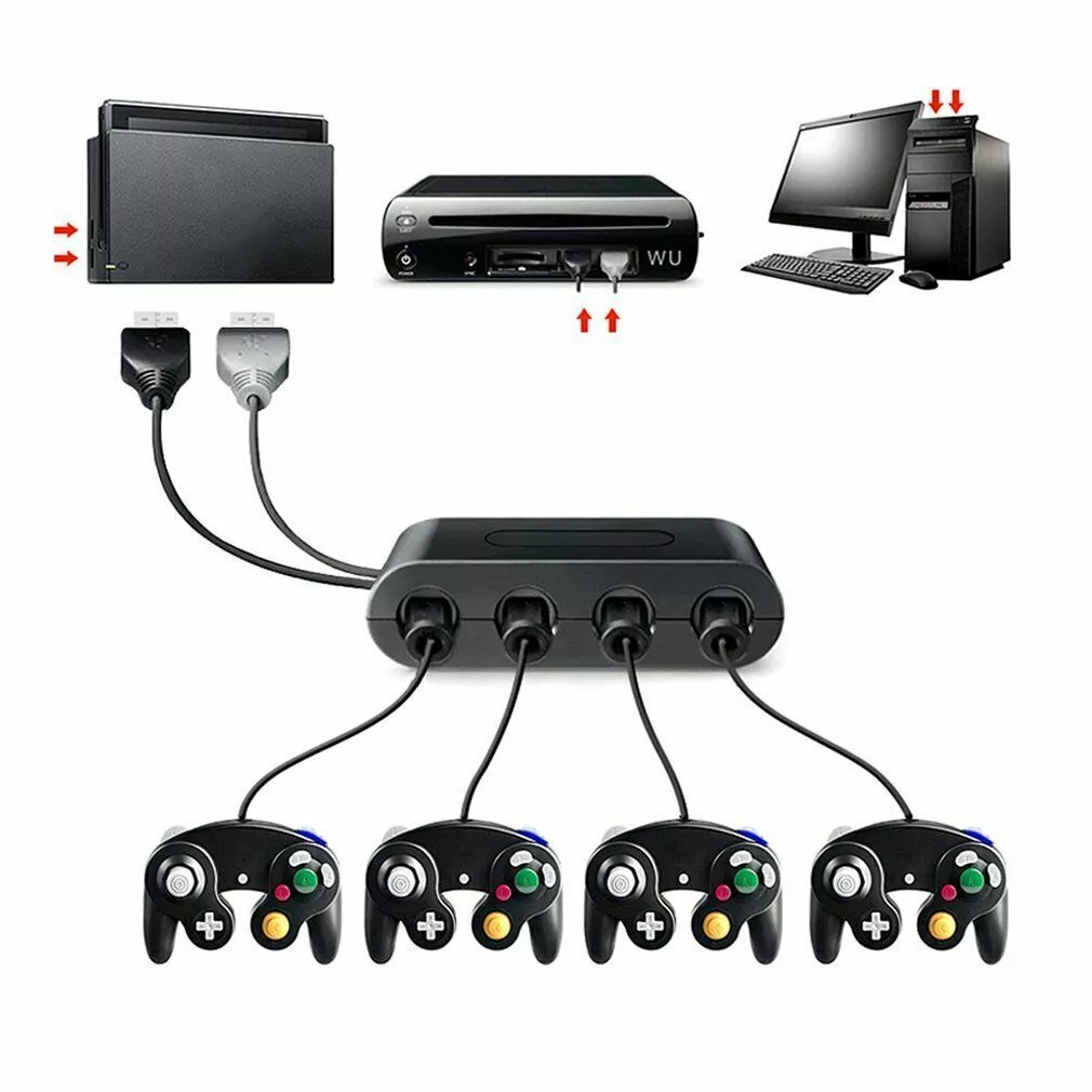 adaptateur manette GameCube 4 ports pour Nintendo Wii U/PC USB/Switch