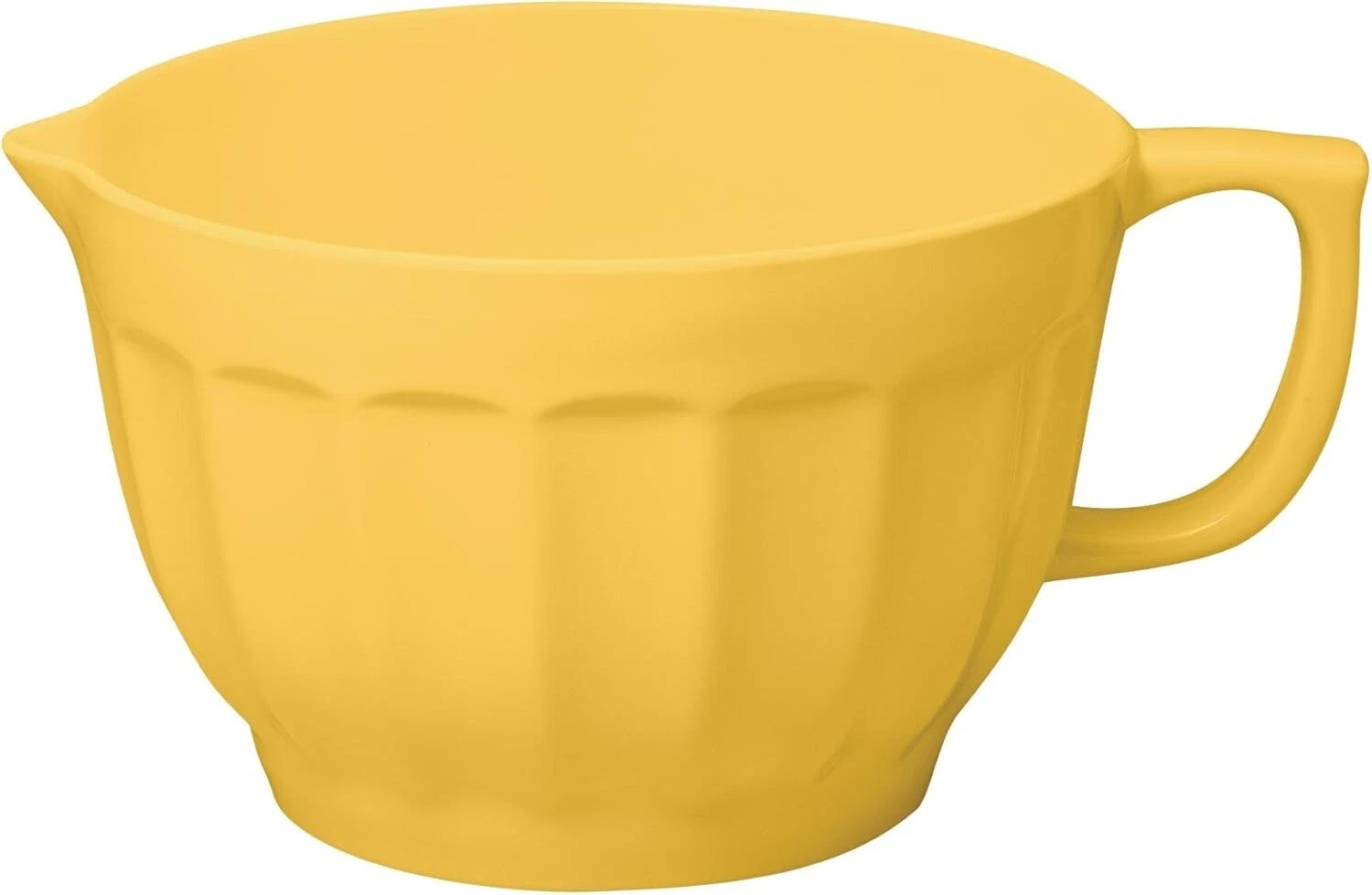 Melamine Batter Bowl with Pour Spout & Handle, 4.3qt - Latte Yellow