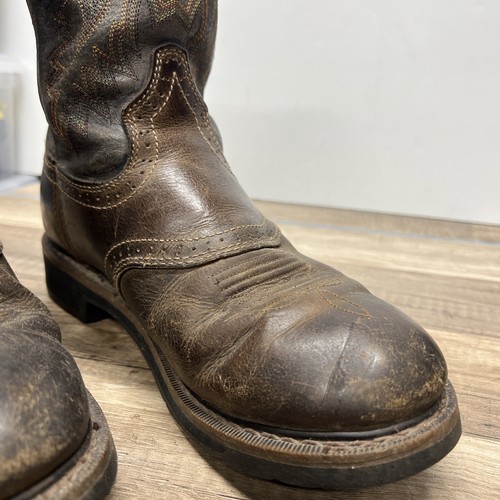 Justin Western Leather Size 8.5D Workboots Cowboy Boots WK4660 - Picture 5 of 13