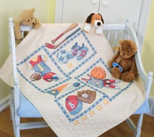 Dimensions Stamped Cross Stitch Kit - Quilt - Little Sports