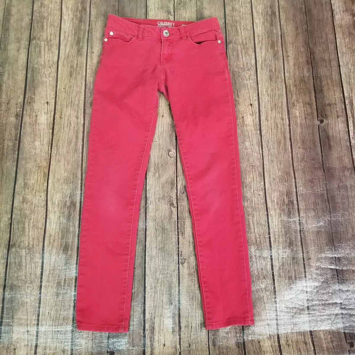 Celebrity pink colored skinny jeans cheap