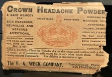 Vintage Headache Powders Envelope F.A. Weck Co. San Francisco