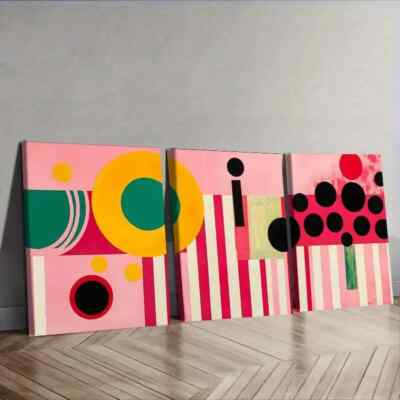 3pcs Line collages Painting Wall Art Canvas Framed 50x70cm