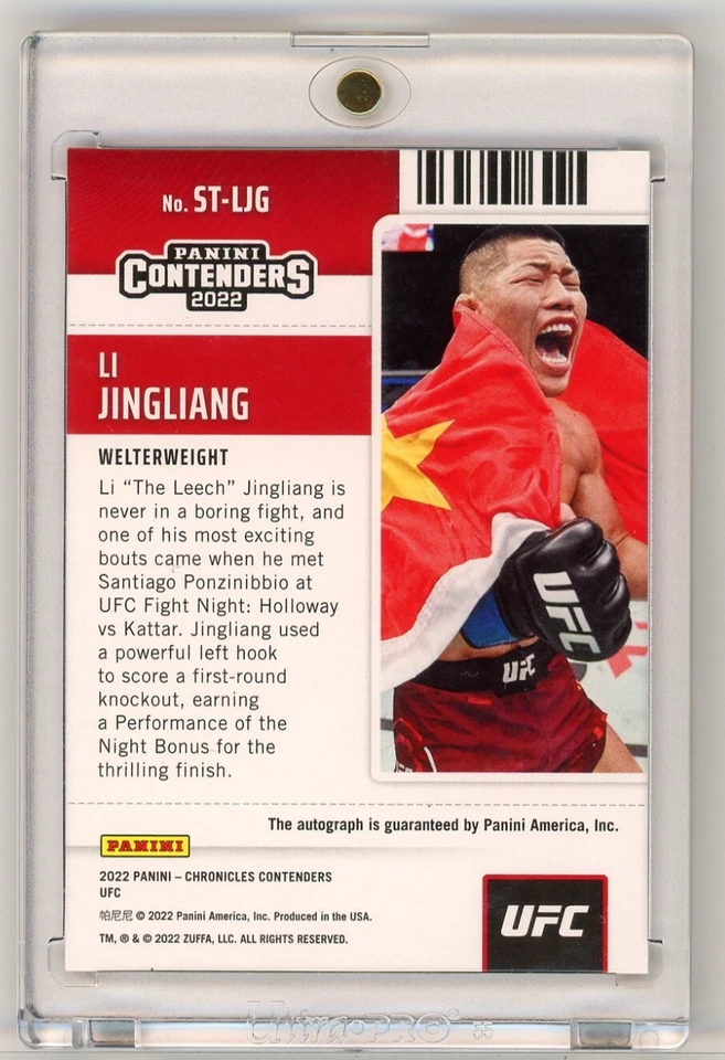 Li Jingliang 2022 Panini Chronicles Contenders UFC Season Ticket Rookie Auto - Image 2 of 2