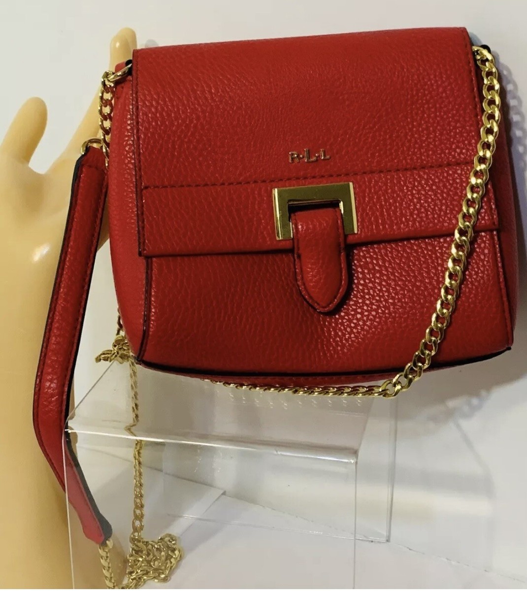 Lauren Ralph Lauren Carlisle Collection Mini RED Abree Crossbody Bag NICE