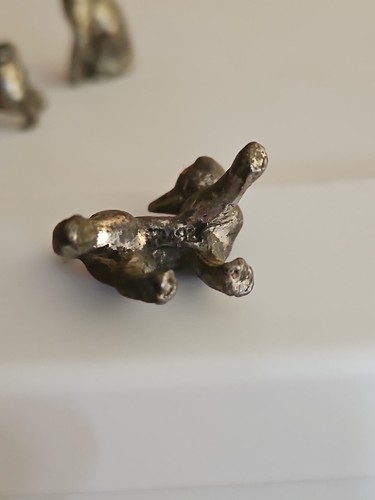Lot Of 3 Vintage Antique Miniature Pewter Cat And Kitten Figurines - Picture 3 of 6