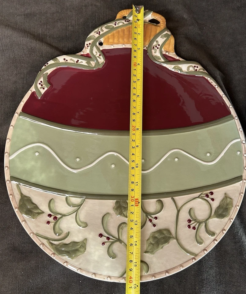 "Par de platos redondos grandes para servir adornos de árbol de Navidad de carretera para pastizales de 15,75""" Foto 4 de 4