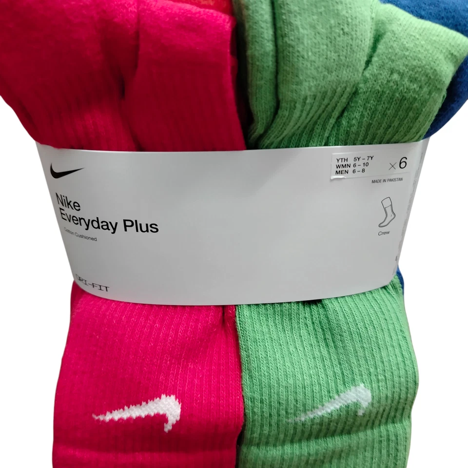 Nike Everyday Plus Socks Mens Medium Crew Dri-FIT Cushioned 6 Pack SX6897-903 - Image 3 of 4