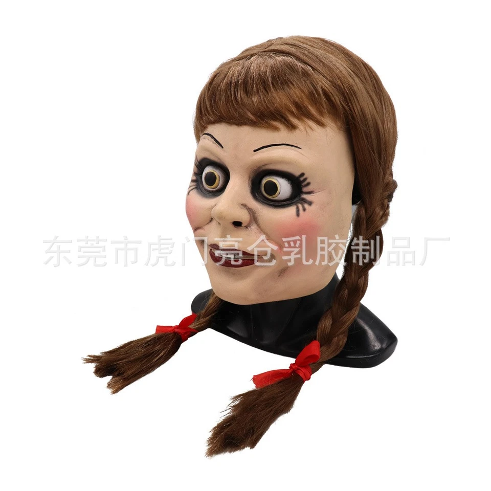 Cosplay The Conjuring Annabelle Scary Face Masks Halloween Masquerade Prop Latex - Image 2 of 4