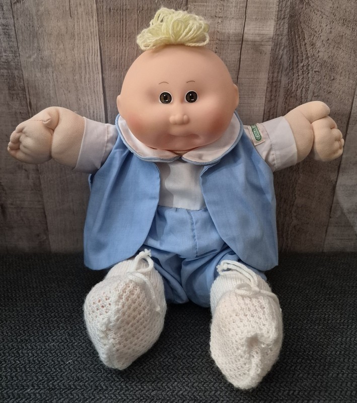 Vtg Cabbage Patch Kids 1978 1982 Newborn Preemie Brown Eyes Blonde Tuft 