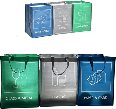 Mehrweg-Recycling-Mülleimerbeutel, 3er-Pack Innen und Außen getrennte Müllsortierung oder