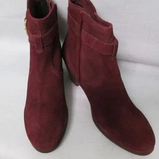 NWOB Diba Burgandy Buckle Sleek Bootie with Side Zipper and Block Heel-9.5