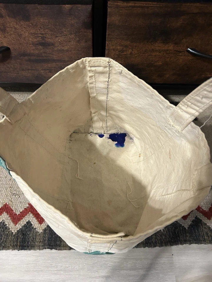 Vintage LL Bean Script Side Tag Boat And Tote Bag RARE White/Green - Image 3 of 4