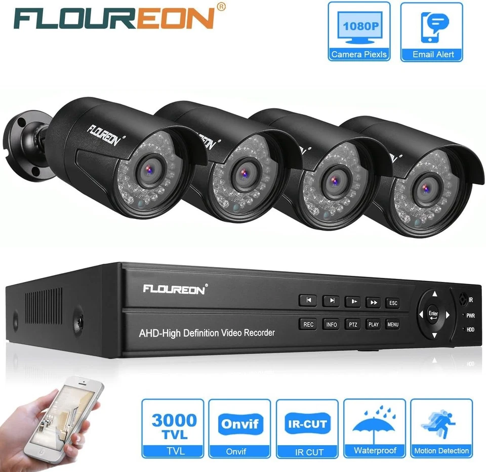 FLOUREON 8CH 1TB 5in1 AHD IP HD DVR 1080P 2MP Home Security Camera System Kit - Image 2 of 4