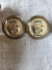 Bridle Rosette's Denver Stockyards Hereford Clear  2 in brass and glass