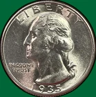 1935 Washington Quarter Silver Uncirculated UNC Coin #43516